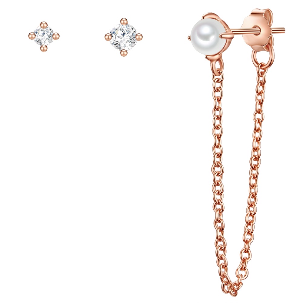 Glanzstücke München Puces d'oreilles en argent Argent sterling Oxyde de zirconium (CZ) Perle de cultu Boucles d'oreilles