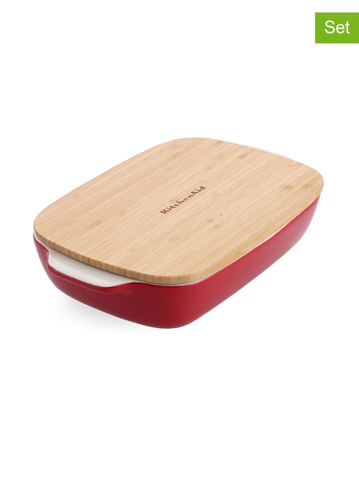 KitchenAid 2tlg. Set: Auflaufform in Rot - (B)31 x (H)18,5 x (T)6 cm günstig kaufen onesize