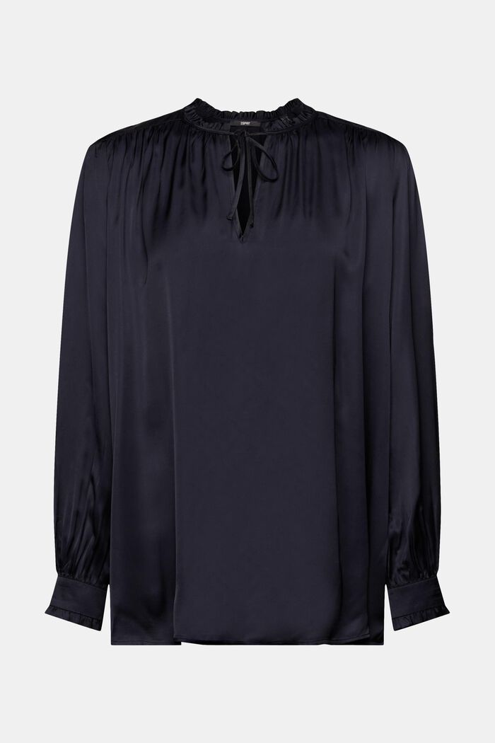 Satinbluse mit Rüschenkanten