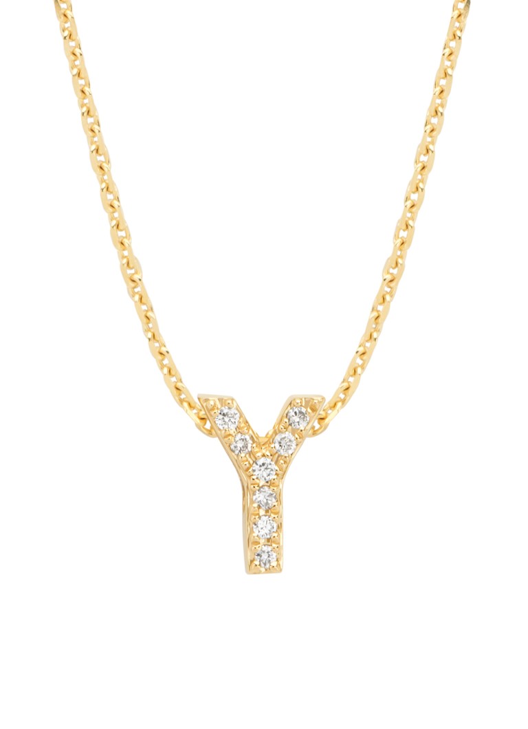 Pandantiv cu vârf de diamant în formă de Y din aur galben, diamant de 0.03ct, model alfabet