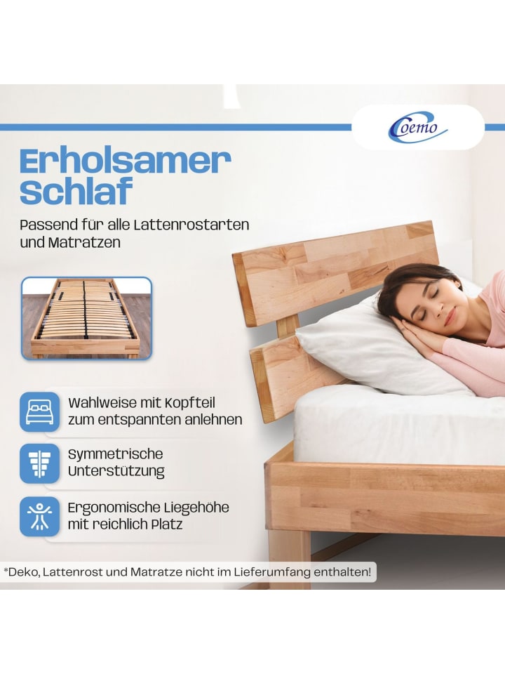 Coemo Bett Massivholz Leah  in Buche natur günstig kaufen
