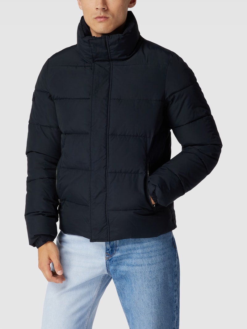 Steppjacke mit Stehkragen in dunkelblau