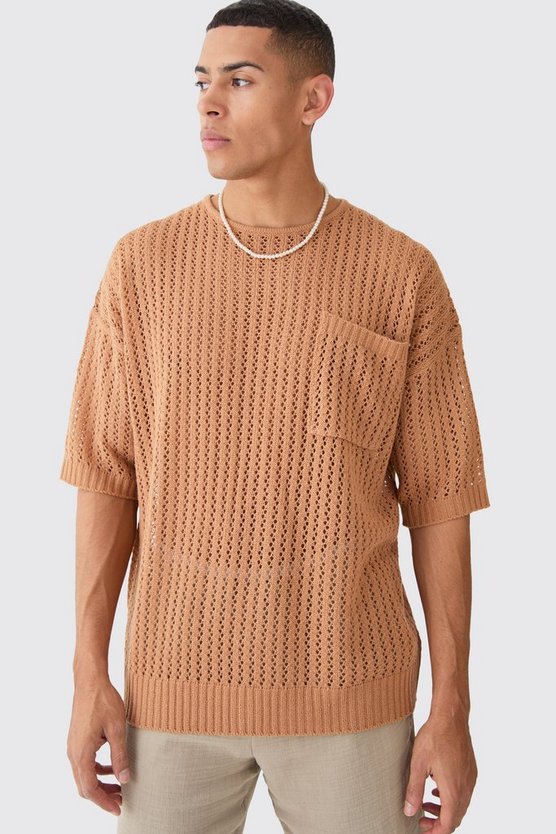 Oversize T-Shirt mit Tasche und Naht-Detail