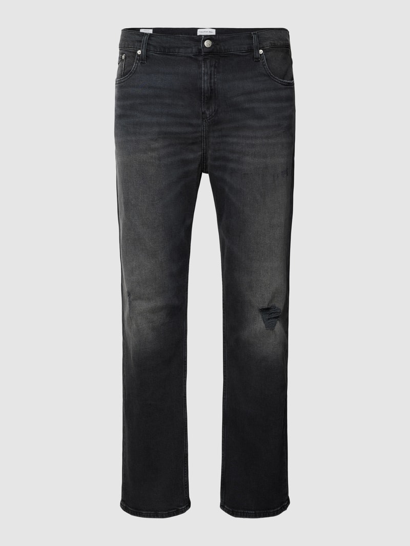 PLUS SIZE Regular Fit Jeans im Used-Look in schwarz