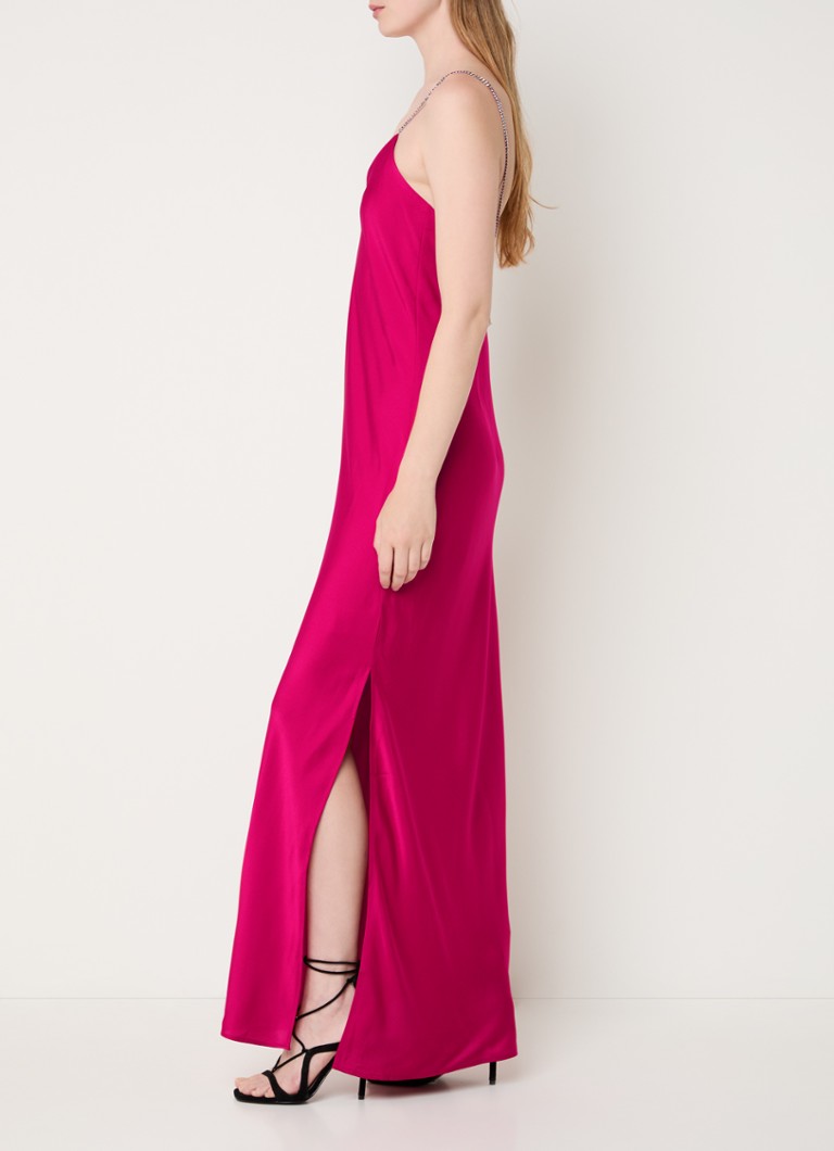 Rochie maxi din satin Ba&sh Cali cu crăpătură