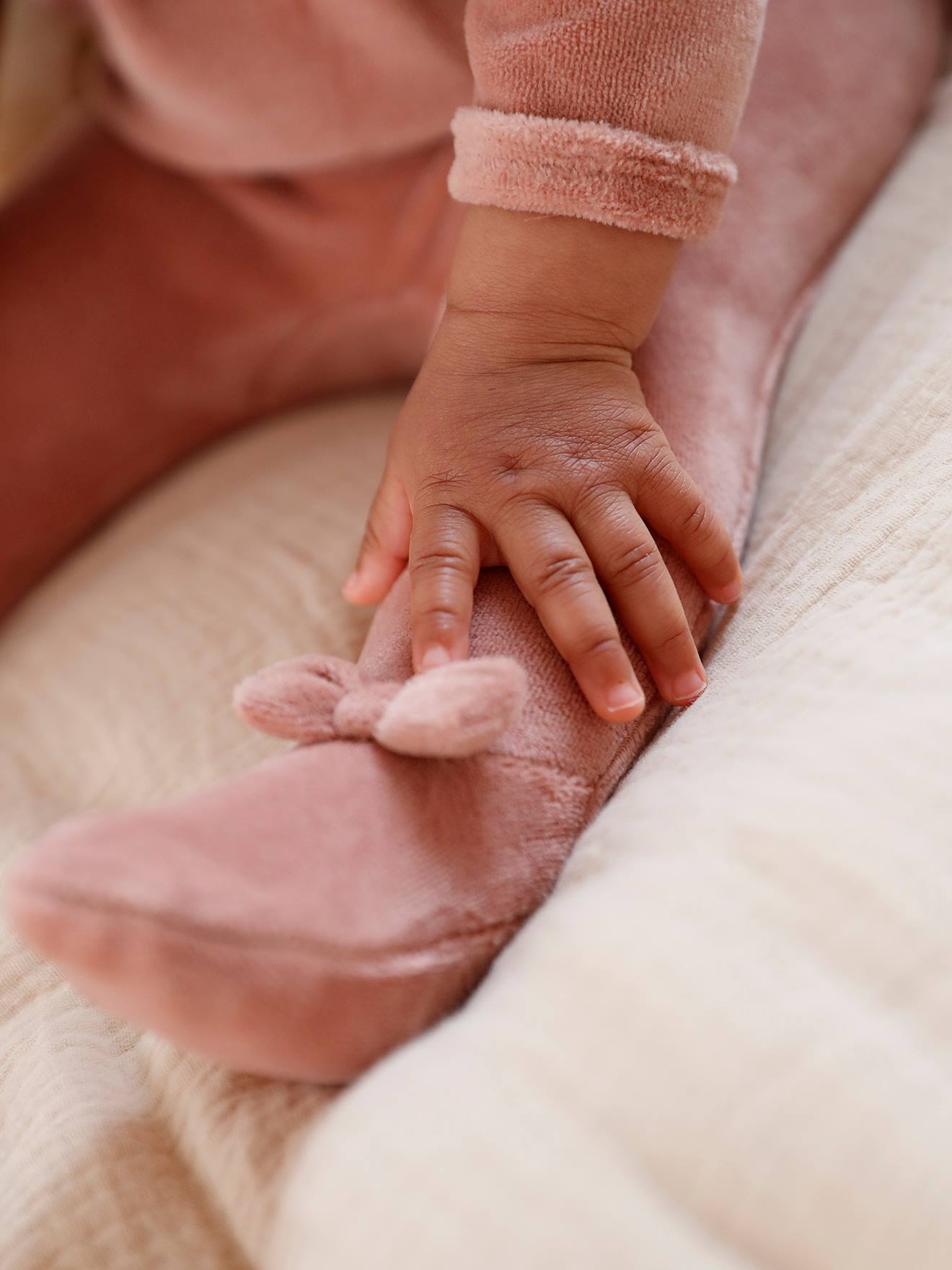 Lot de 2 dors-bien bébé fille en velours lot ivoire