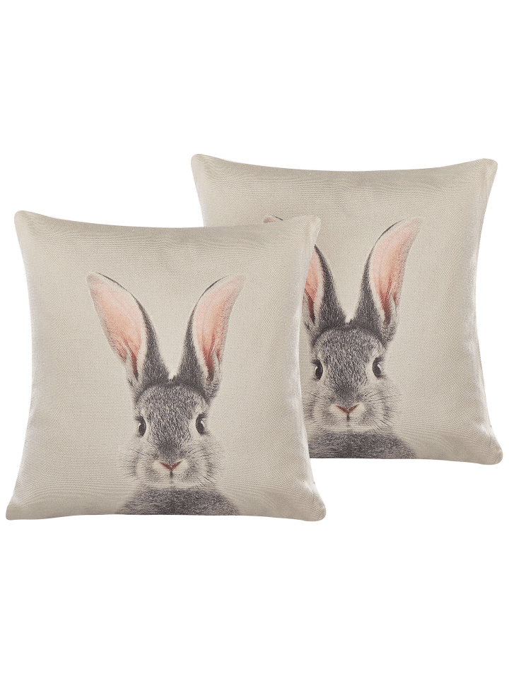 Beliani 2er-Set Dekokissen QUERCUS in Grau/Beige/Rosa günstig kaufen onesize