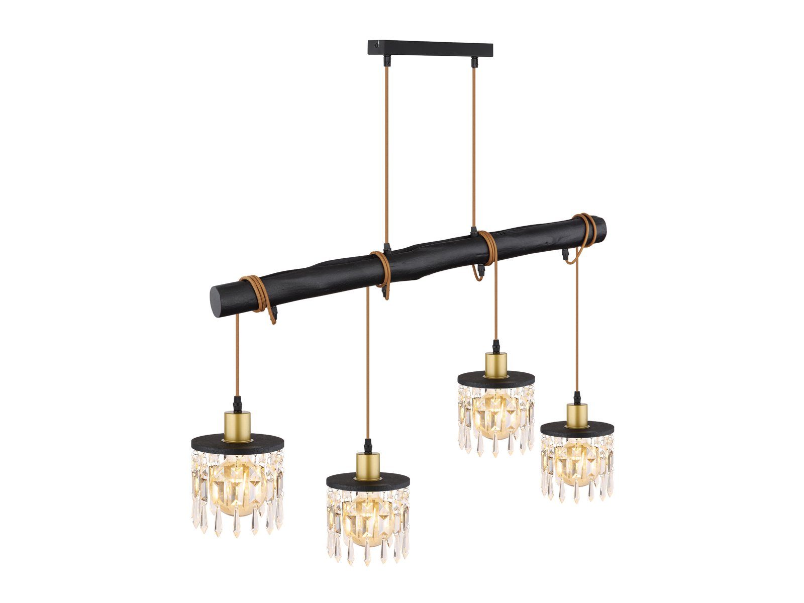 meineWunschleuchte LED Pendelleuchte, LED wechselbar, warmweiß, ausgefallene Designer Holzbalken Lampe für übern Esstisch hängend 85cm