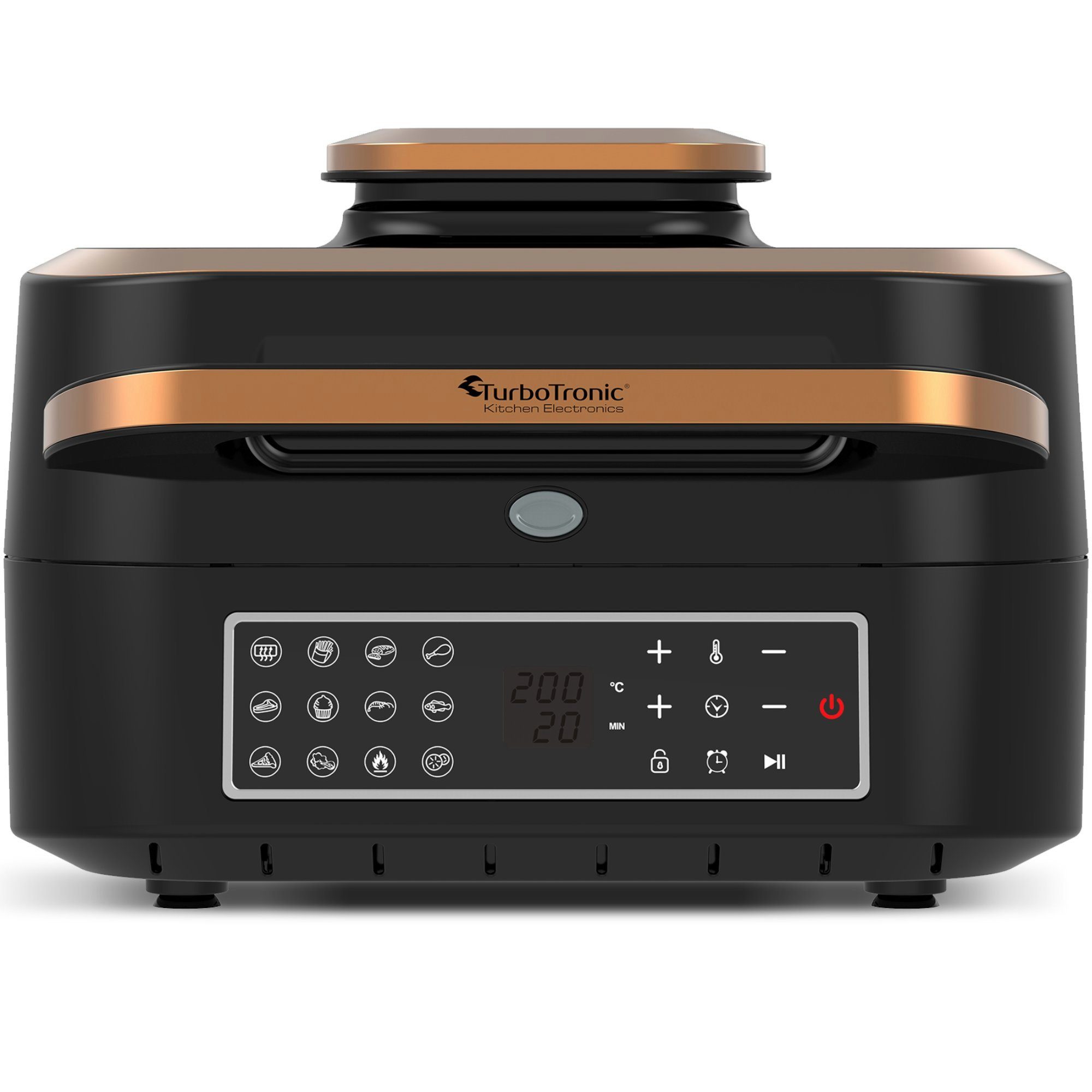 TurboTronic by Z-Line Heißluftfritteuse bis 260°C Food Grill mit digitalem Temperaturfühler 6,5 L Volumen, 1800 W, Tischgrill mit Crisper Plate Steakgrill