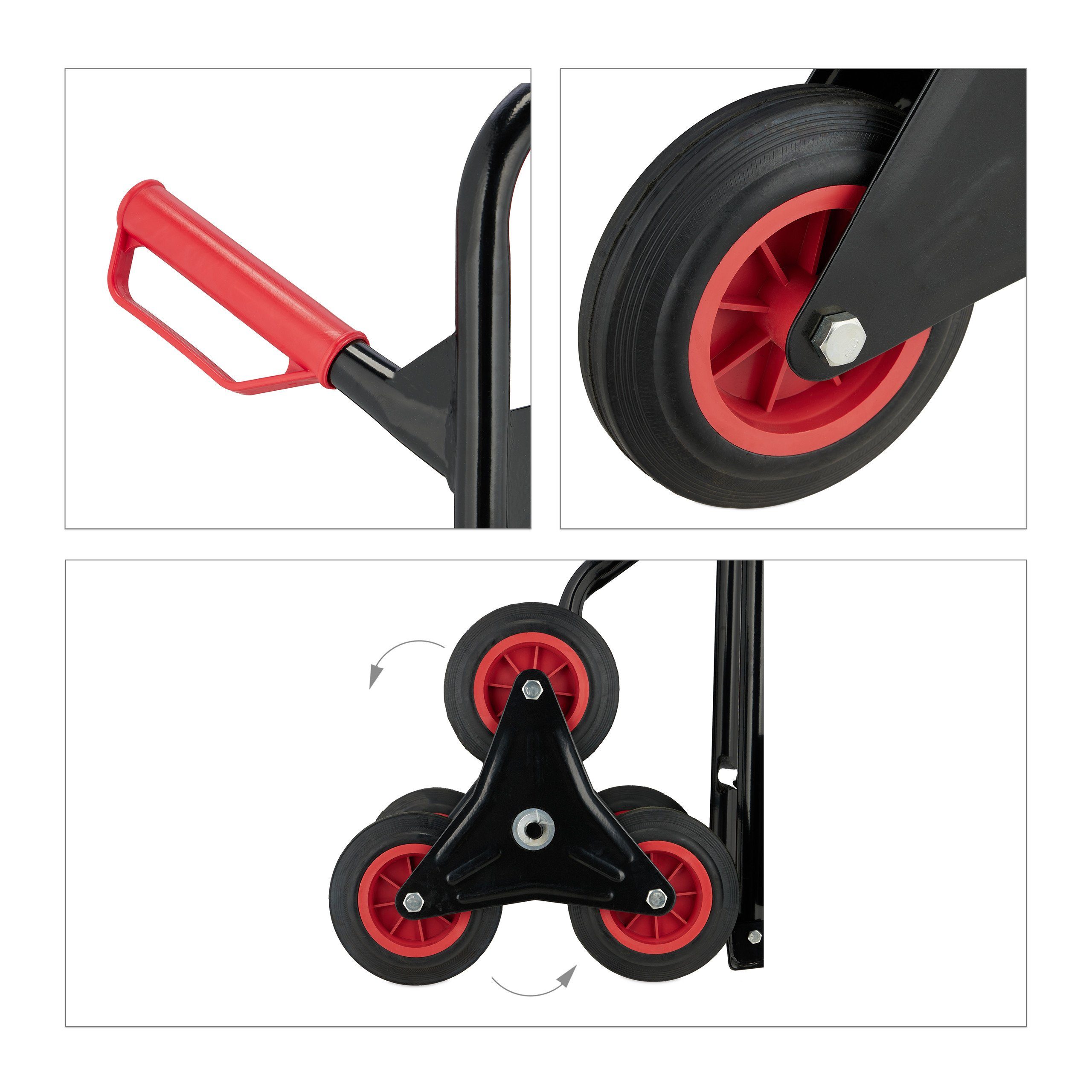relaxdays Treppensackkarre Sackkarre Treppensteiger schwarz