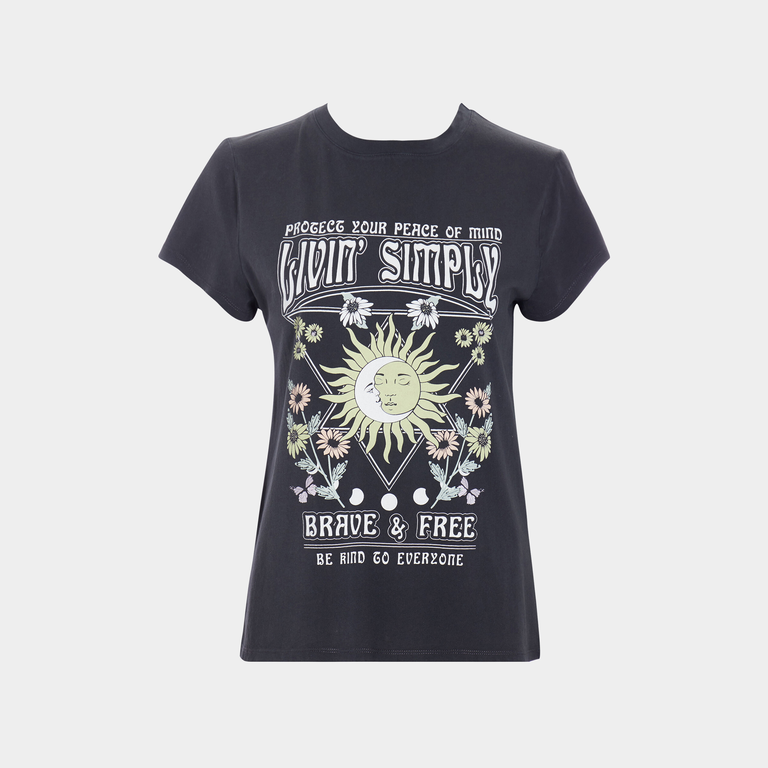 T-shirt manches courtes gris foncé femme | La Halle