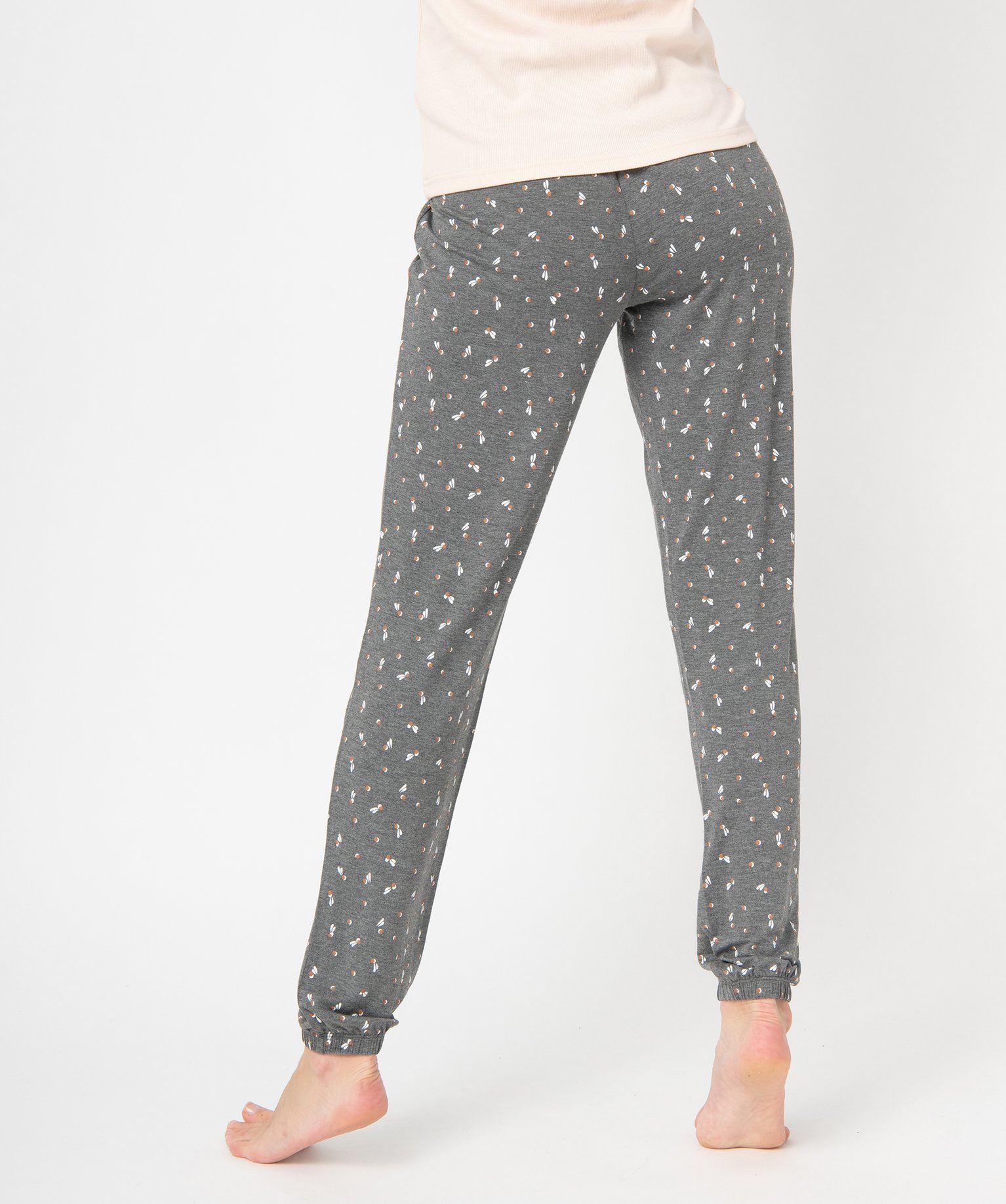 Pantalon de pyjama femme en maille fine avec bas resserré imprime | GEMO