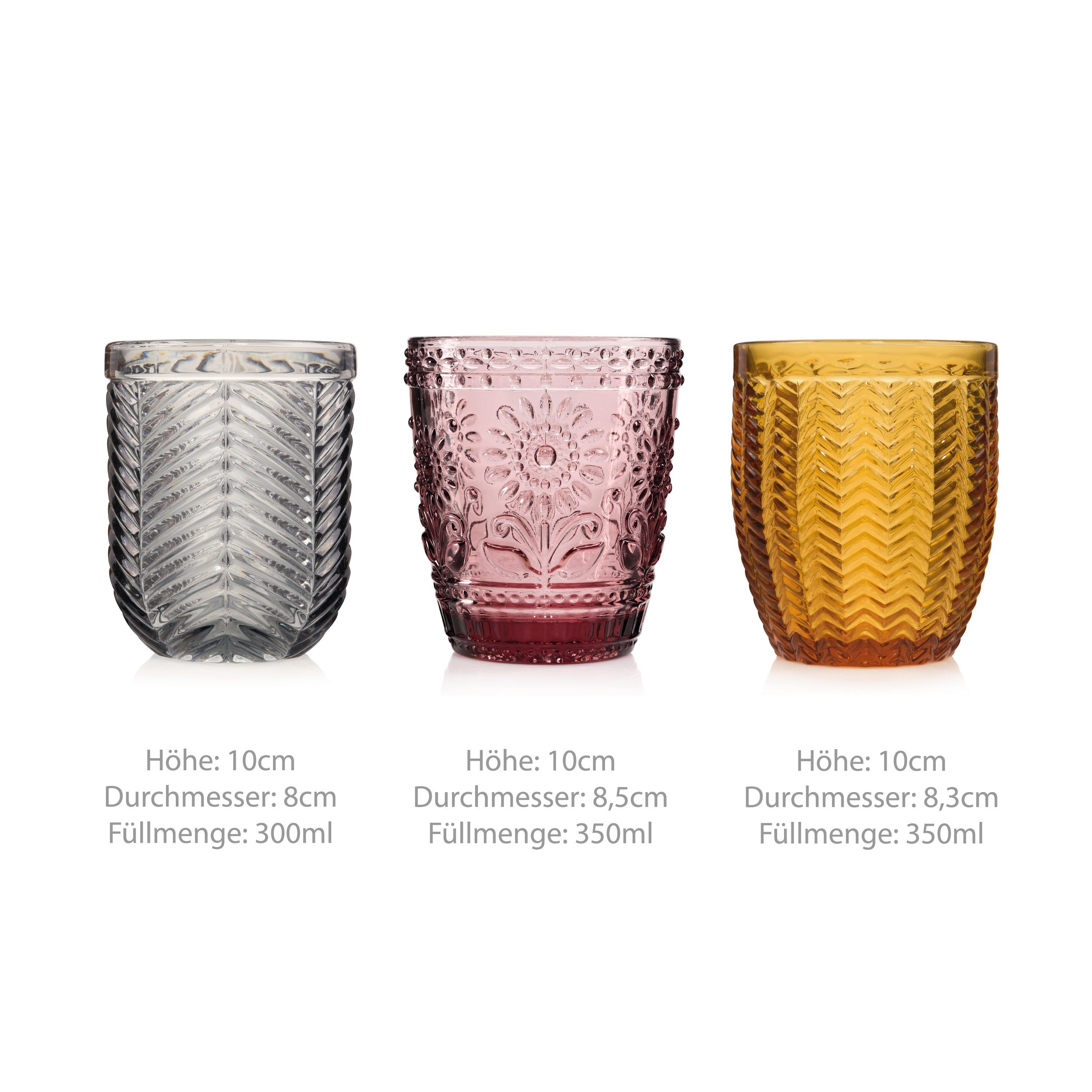 SÄNGER Gläser-Set Porto Trinkgläser Set, Glas, spülmaschinengeeignet, bunt