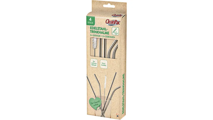 CleanPac Trinkhalme aus Edelstahl + Reinigungsbürste