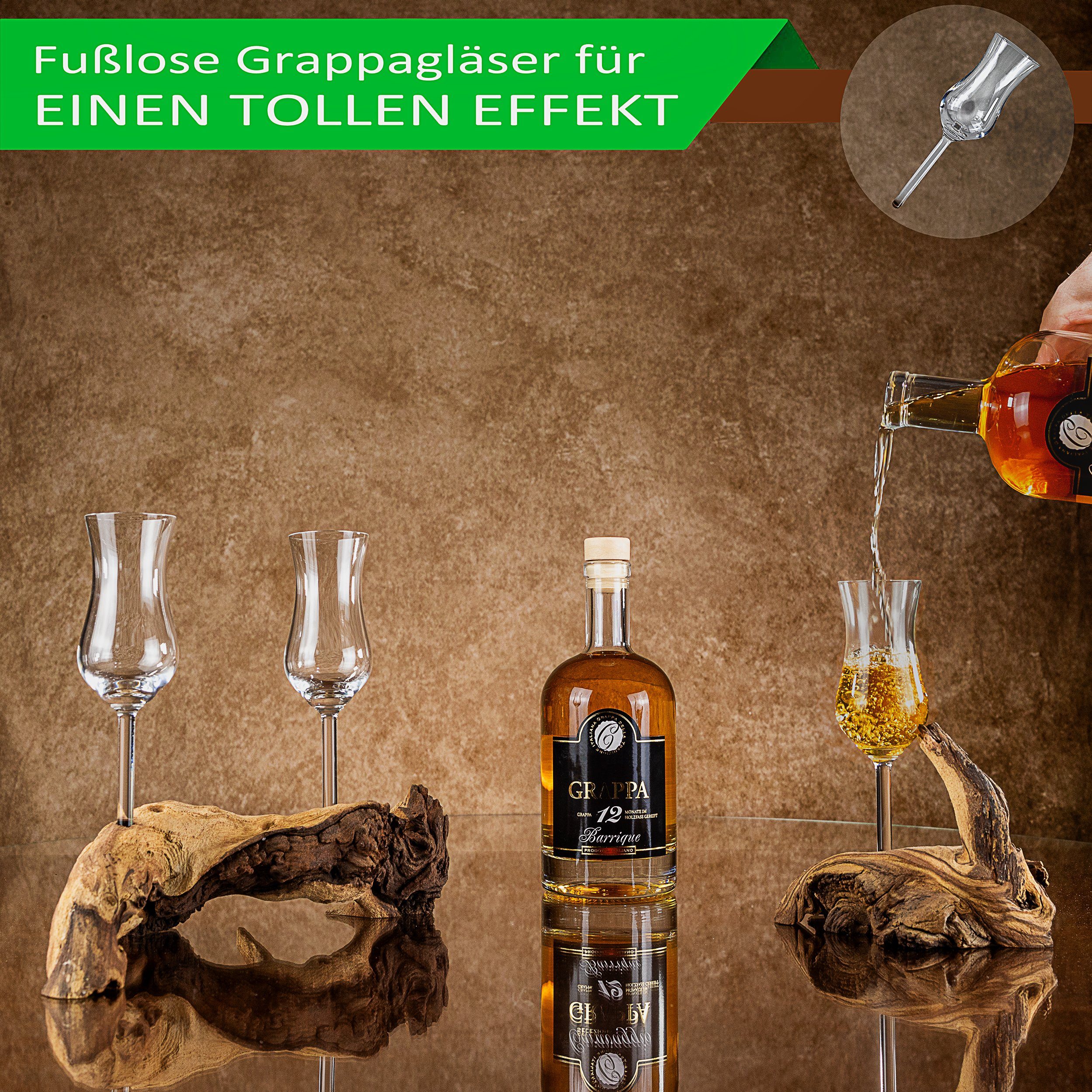 Deggelbam Schnapsglas Echtholz Wurzel mit Grappagläsern ohne Stiel - Schnapsgläser, Handgemacht in Deutschland!