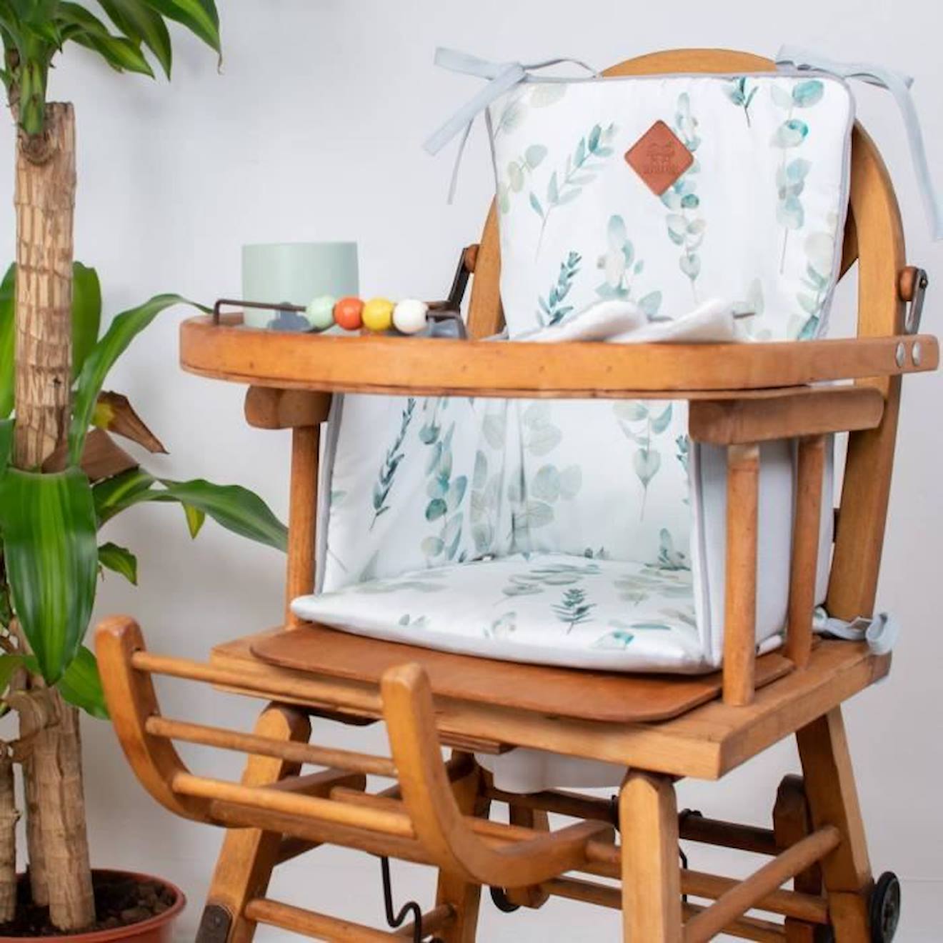 Coussin de chaise haute bébé, Eucalyptus Multicolore TU blanc