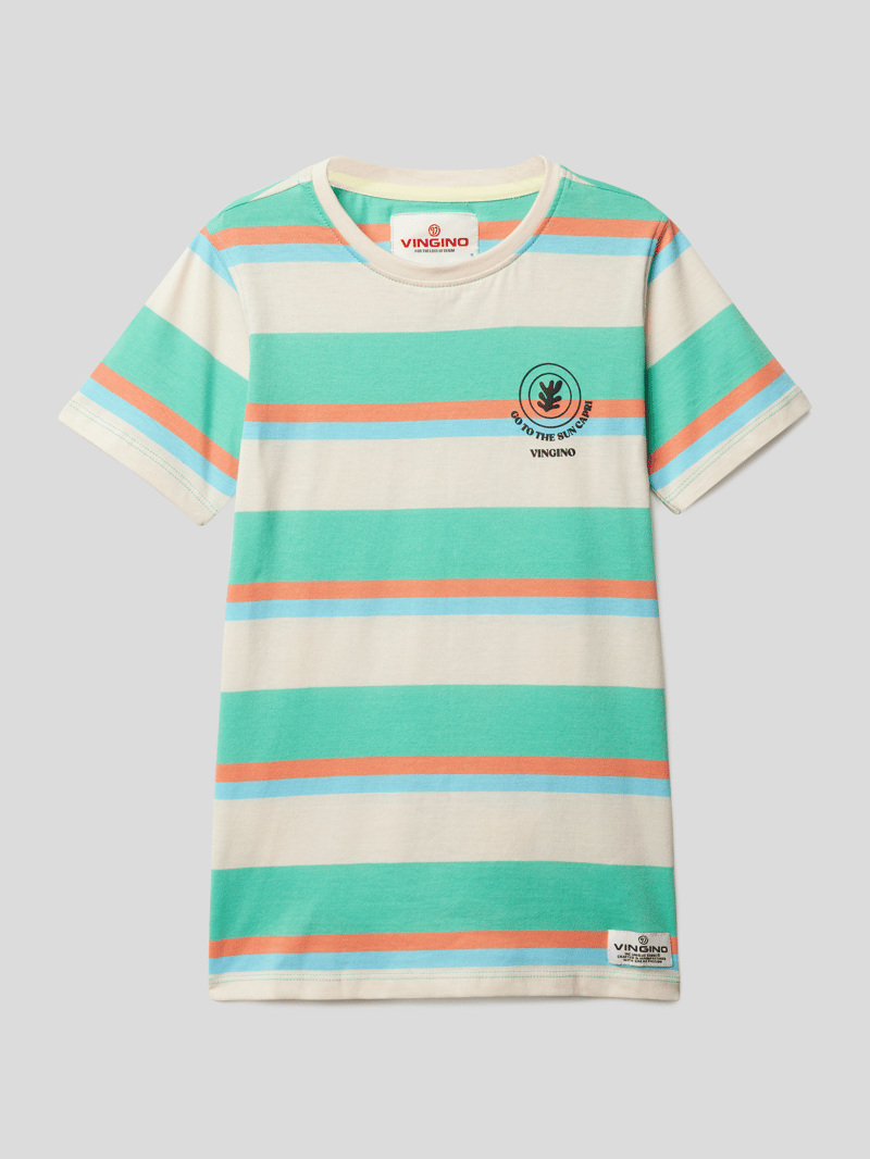T-Shirt mit Streifenmuster in hellgelb