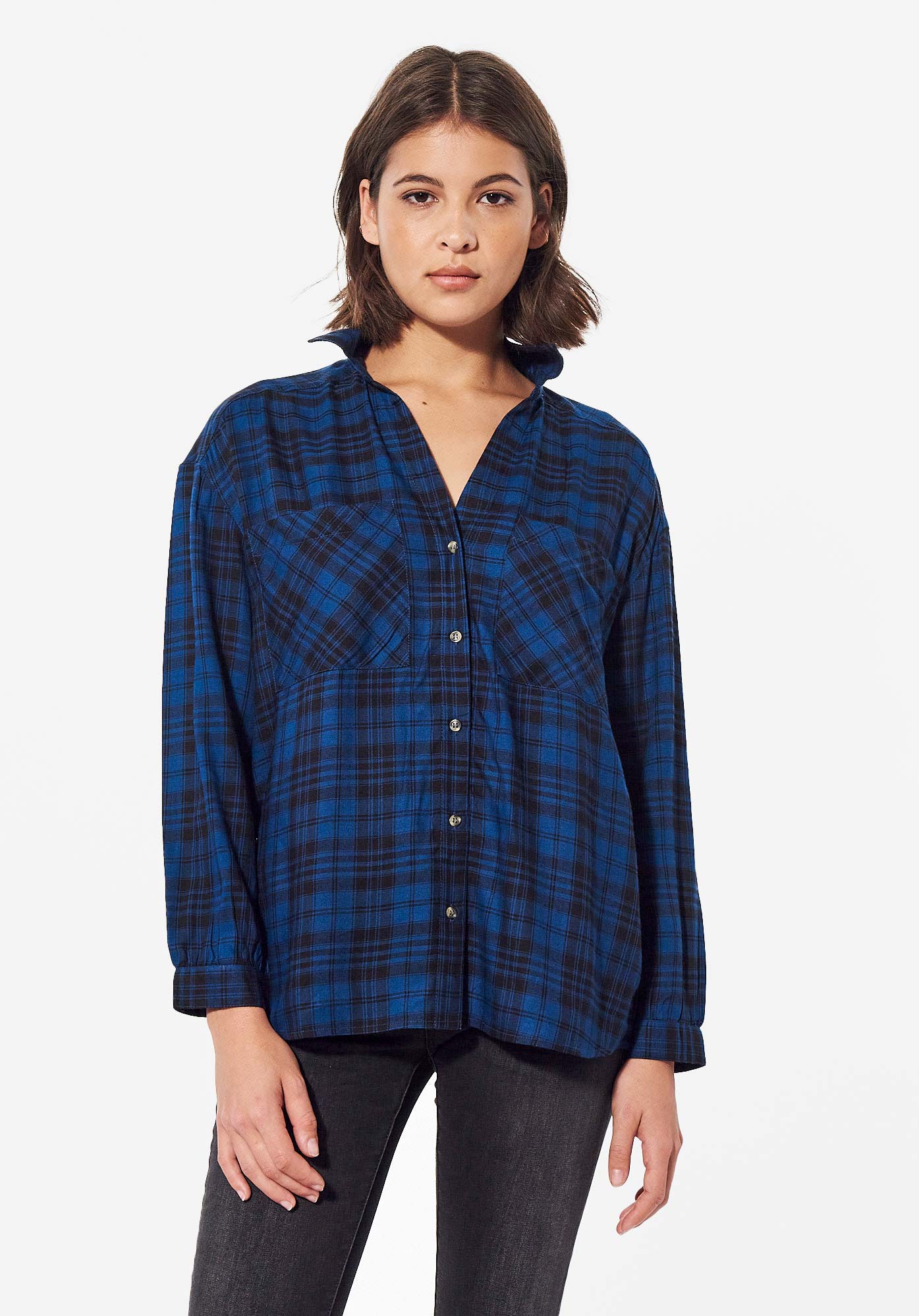 NESS   Chemise à carreaux bleus Femme