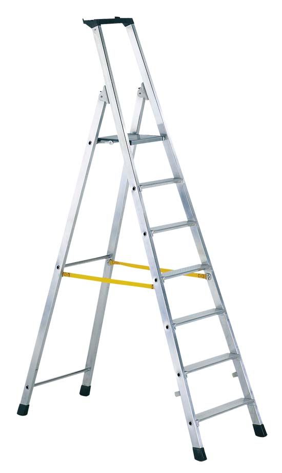 Zarges 42456 Z300 Scala stabile con pioli con bordo rialzato, accesso da un solo lato, 6 pioli inclusa piattaforma.