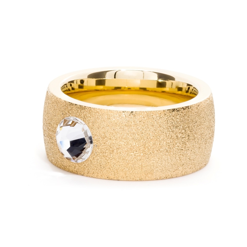 Pippa&Jean Bague en acier inoxydé Acier inoxydable Orné de cristaux Swarovski en Or jaune Bague