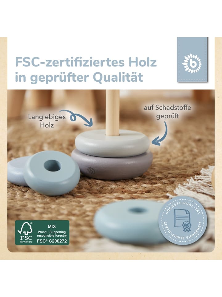 Bieco Spielwaren Stapelturm Holz - ab 12 Monate in Blau günstig kaufen onesize