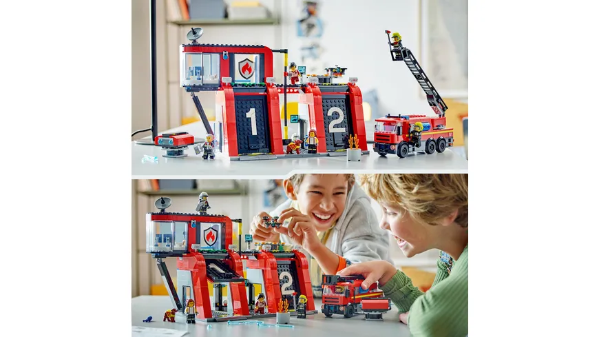 LEGO City 60414 Feuerwehrstation mit Drehleiterfahrzeug