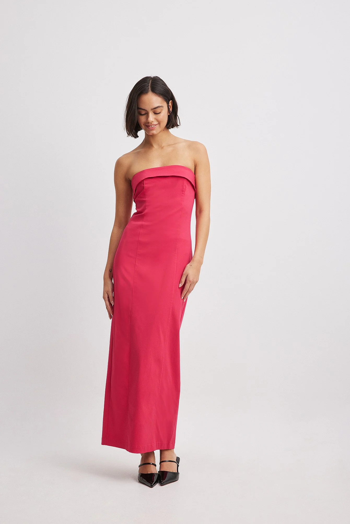 Bandeau-Maxikleid mit Faltnahtdetail