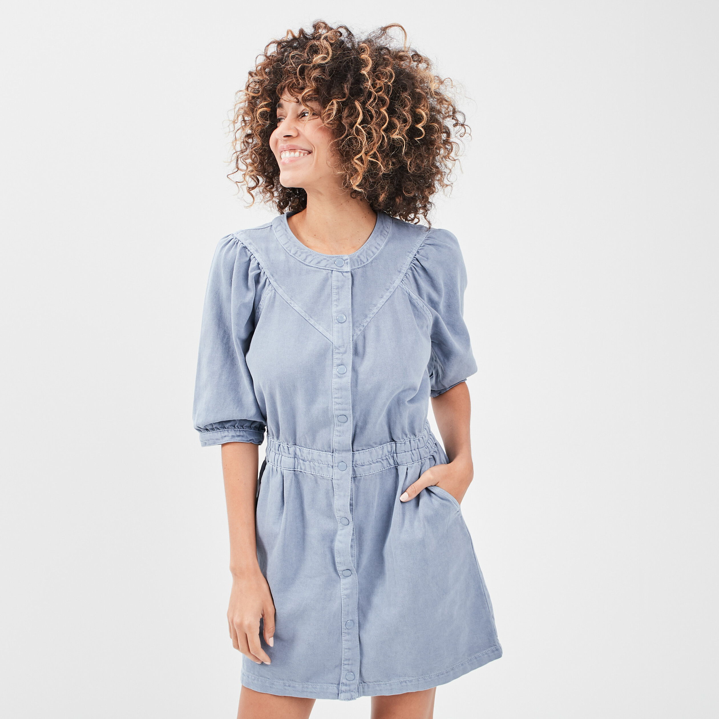 Robe chemise bleu femme | La Halle