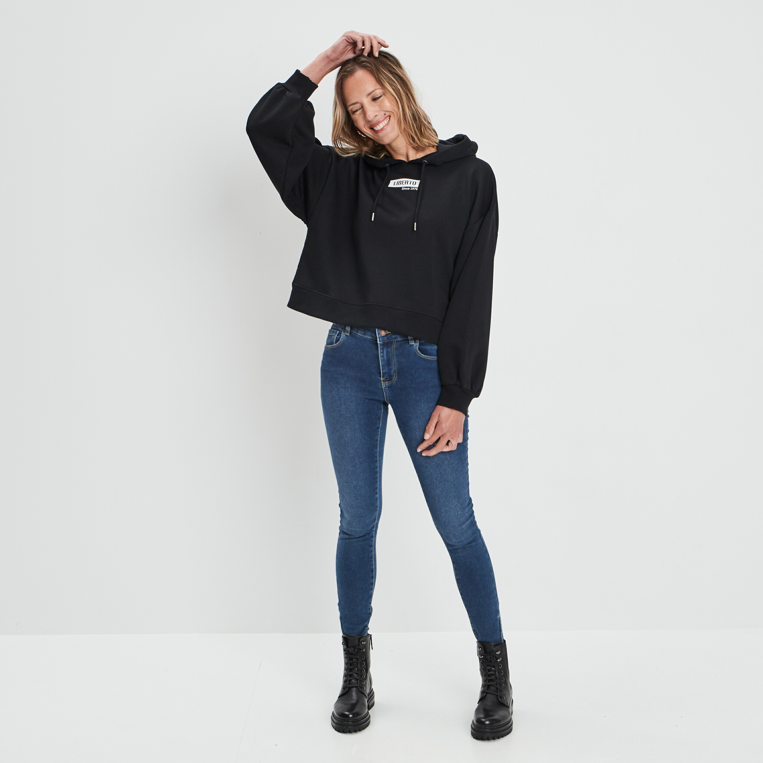 Jeans skinny détails zippés denim double stone femme | La Halle