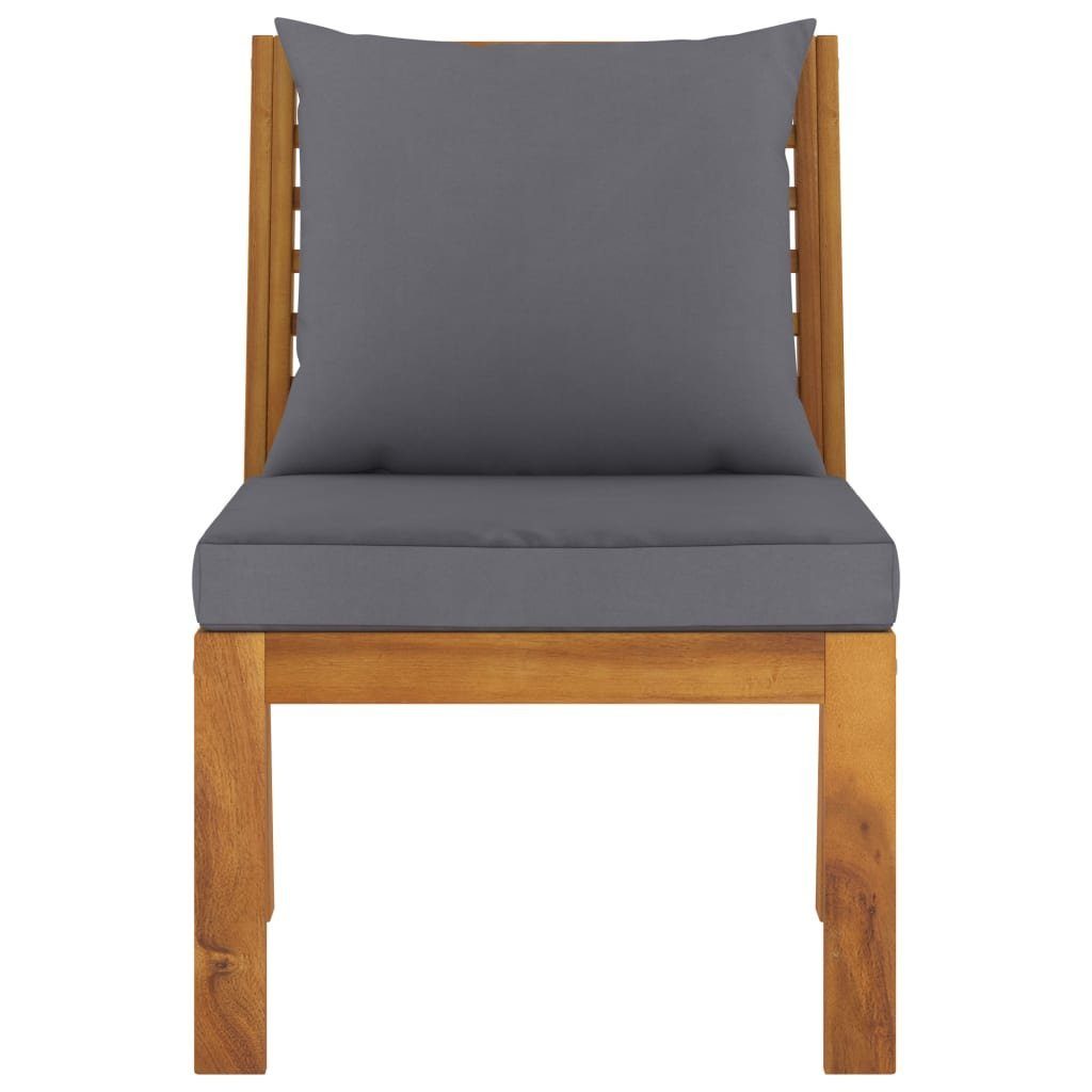 vidaXL Loungesofa 3-tlg. Garten-Lounge-Set mit Dunkelgrauem Kissen Akazienholz, 1 Teile