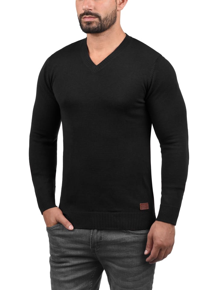 BLEND Strickpullover BHLasse 20703348ME Strickpulli mit aufgestickten Ellenbogenpatches in Schwarz günstig kaufen