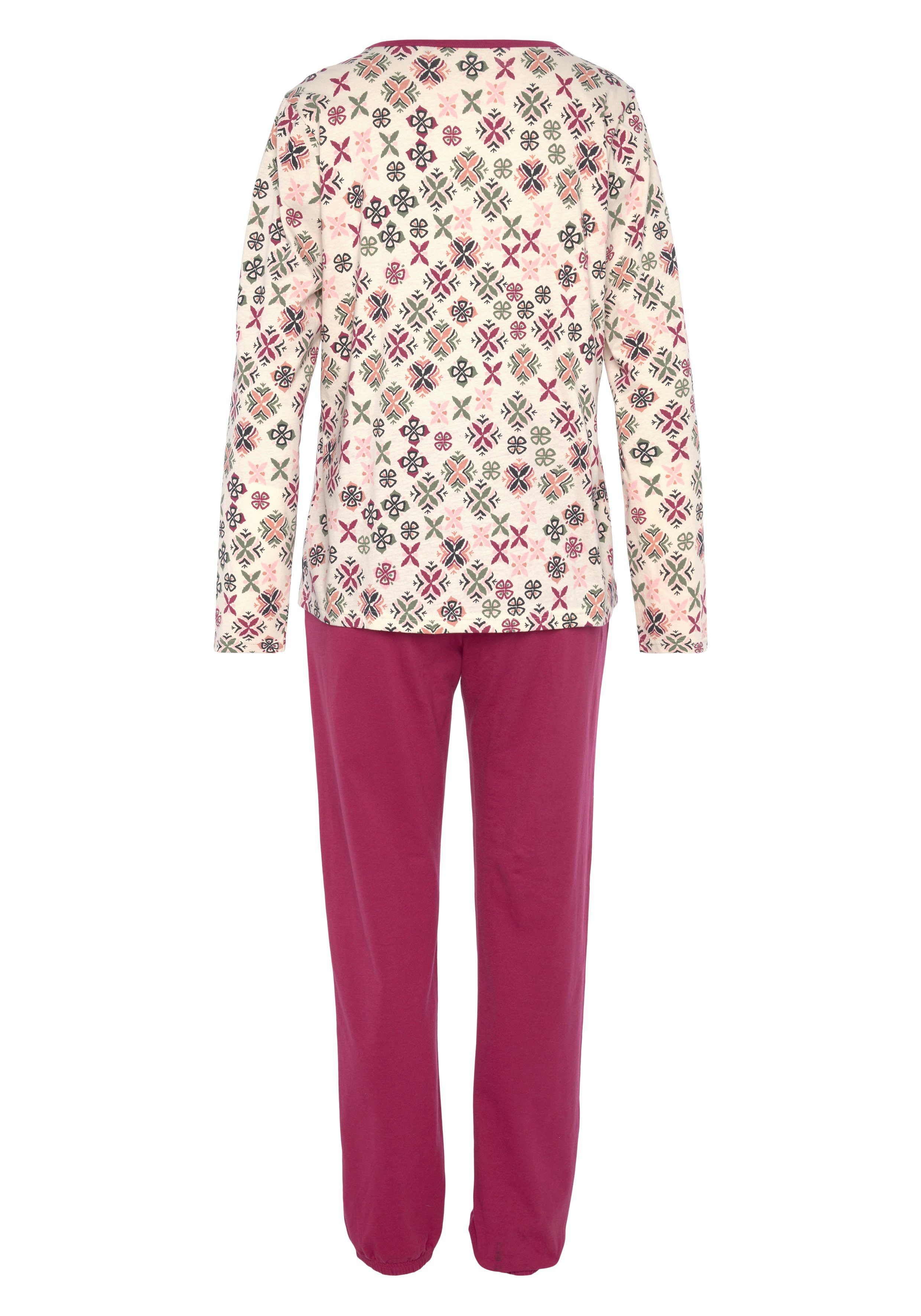 Vivance Dreams Pyjama (Packung, 2 tlg) mit grafisch-floralem Alloverdruck