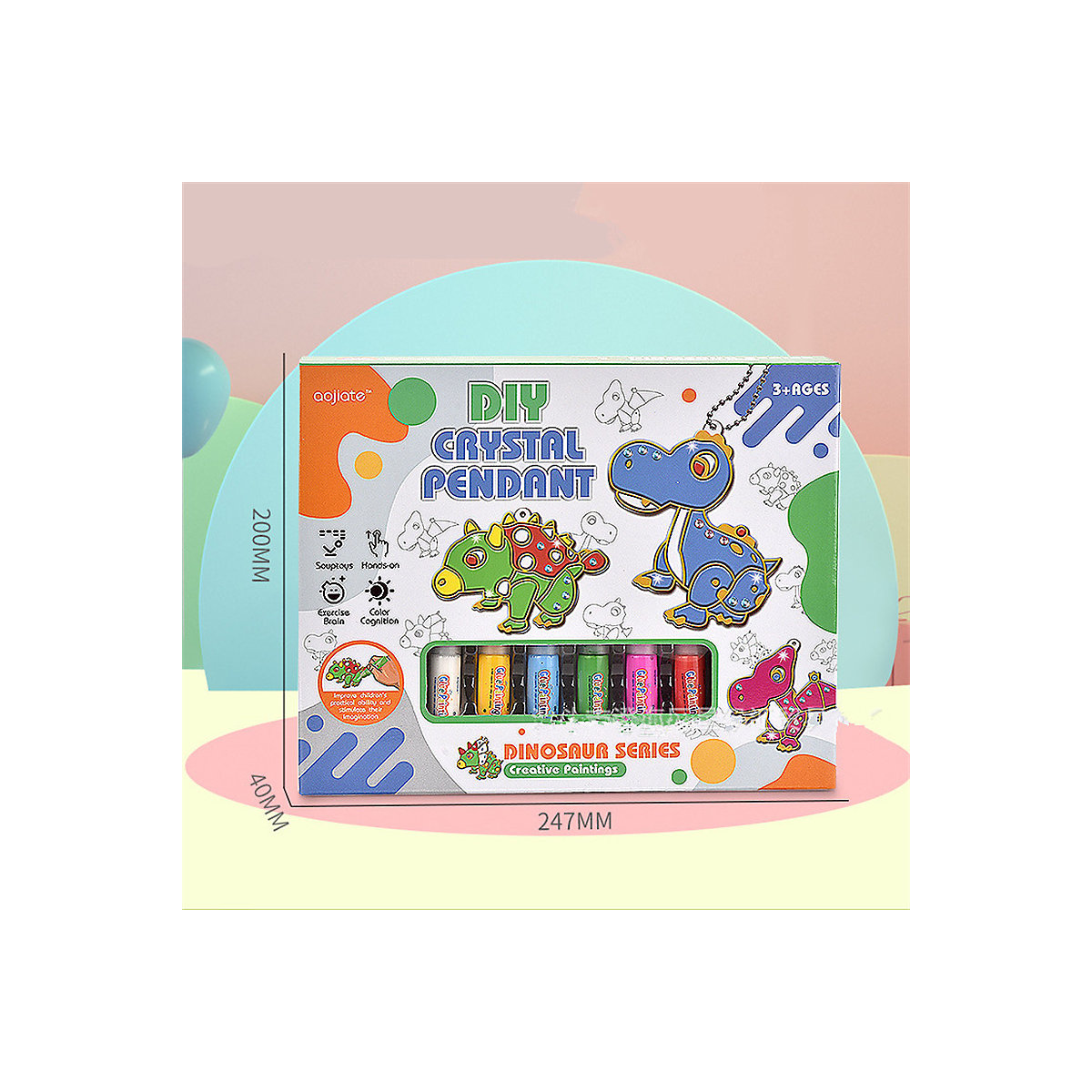 Kristall-Gelatine Farbe kritzeln Malerei Cartoon hängen Spielzeug Gebackener Leim Malerei Kinderhandwerk DIY Produktion