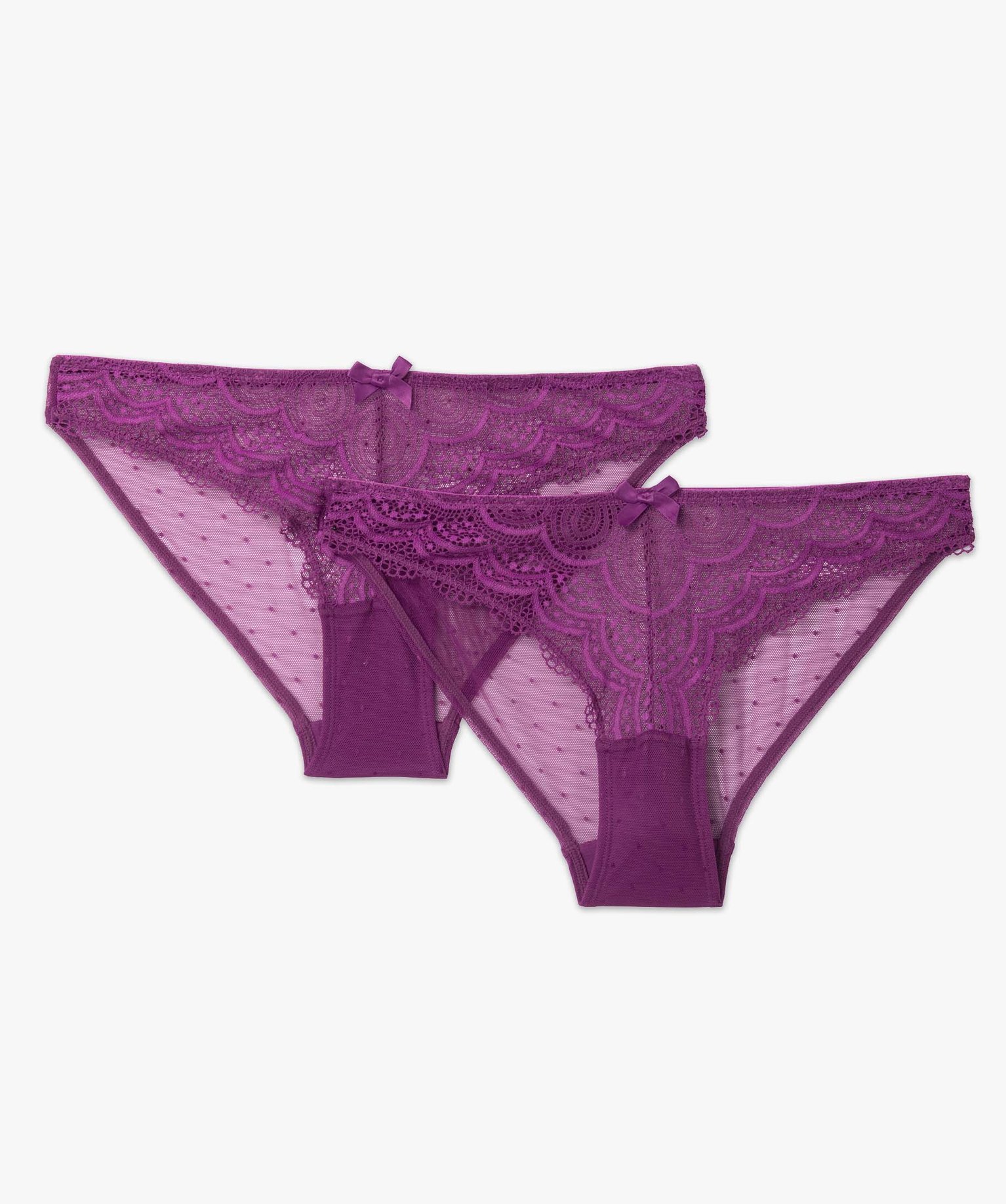 Culotte en dentelle et tulle femme (lot de 2) violet | GEMO