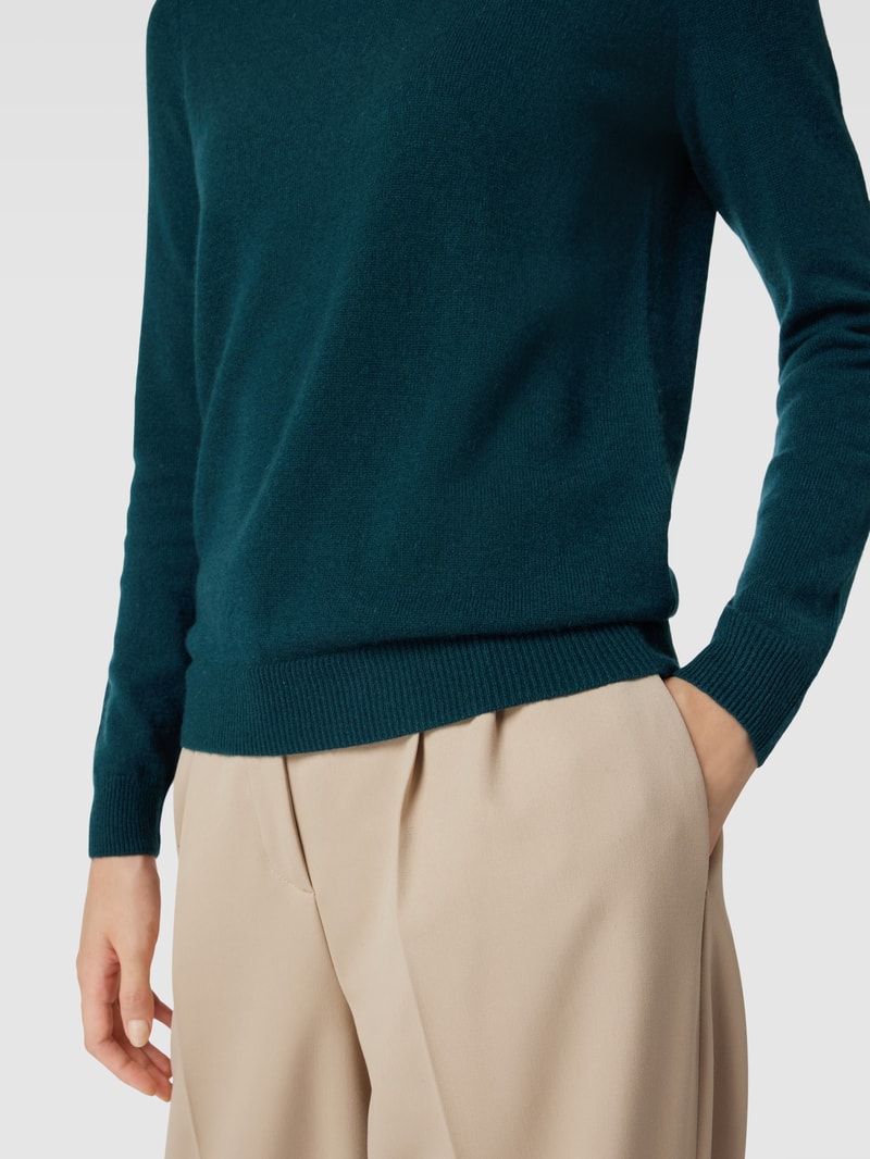 Kaschmirpullover in melierter Optik in petrol