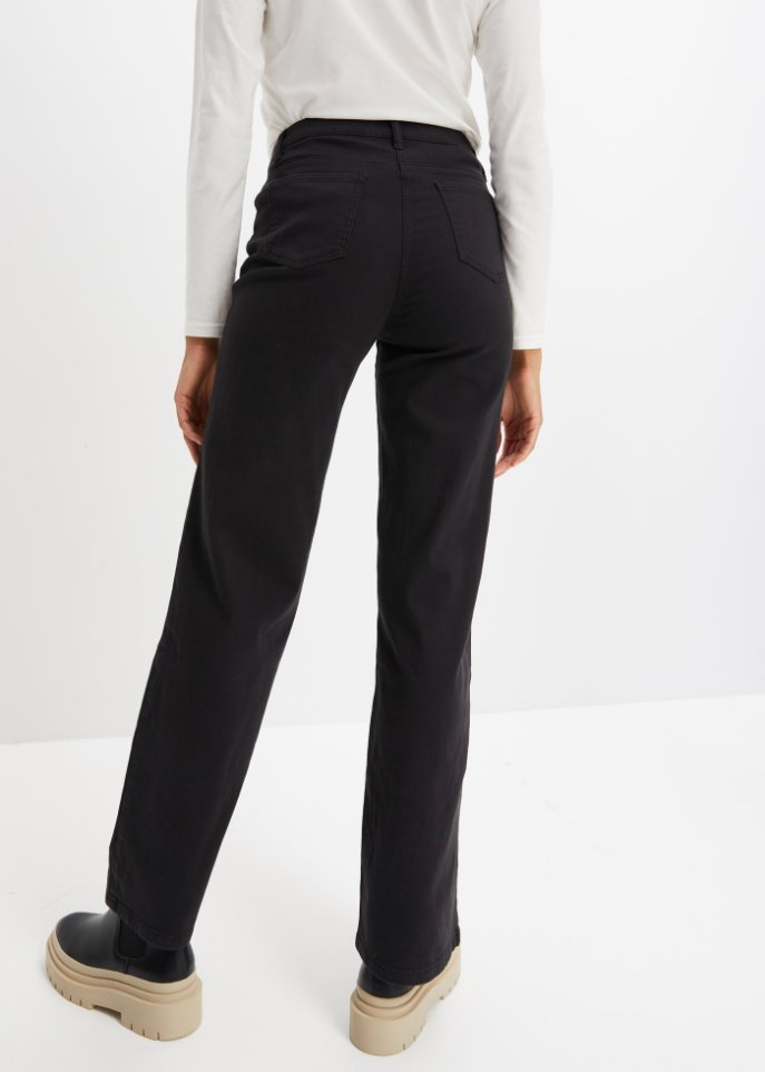 Stretch-Hose, high waist, weites Bein