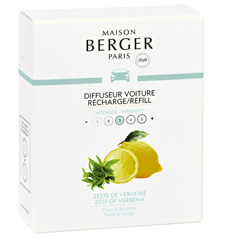 MAISON BERGER PARIS Diffuser Autoduft Refill Set - 2 Stück Zitronen-Verbene - Keramik zum Nachfüllen für Maison Berger Paris Autoduft Diffuser, 2er Pack Keramik-Nachfüllungen für den Auto-Diffusor von Maison Berger