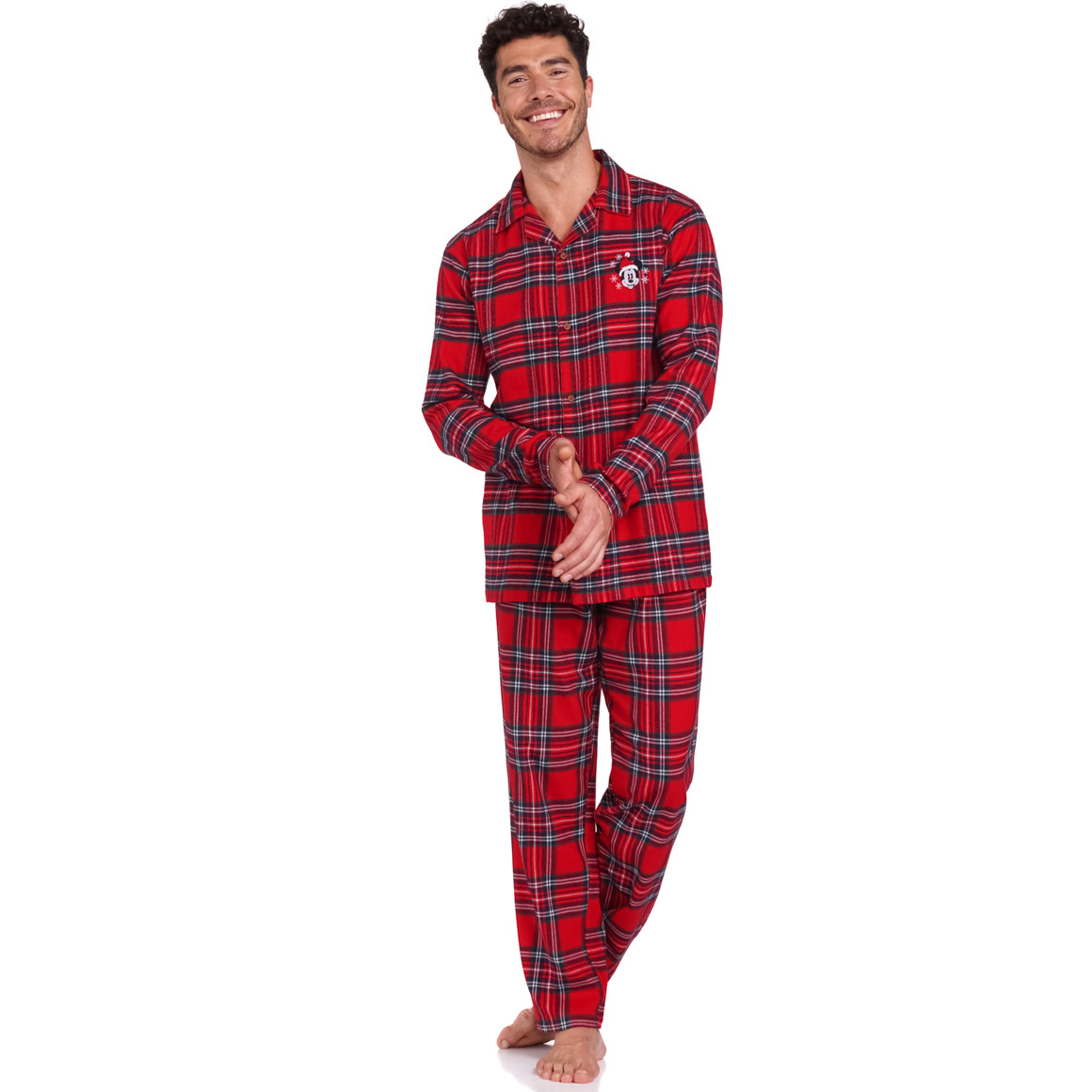 Micky Maus Weihnachtsschlafanzug zweiteilig rot / dunkelblau