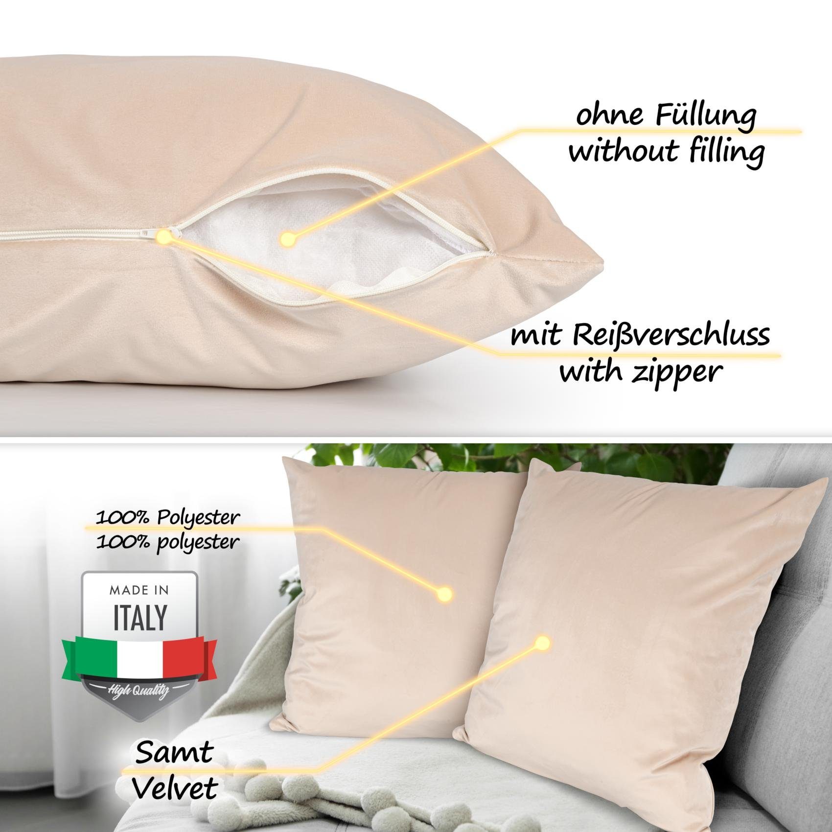 ANRO Dekokissen Kissenbezug Kissenhülle Deko Kissen Samt Uni mit oder ohne Füllung, Textil