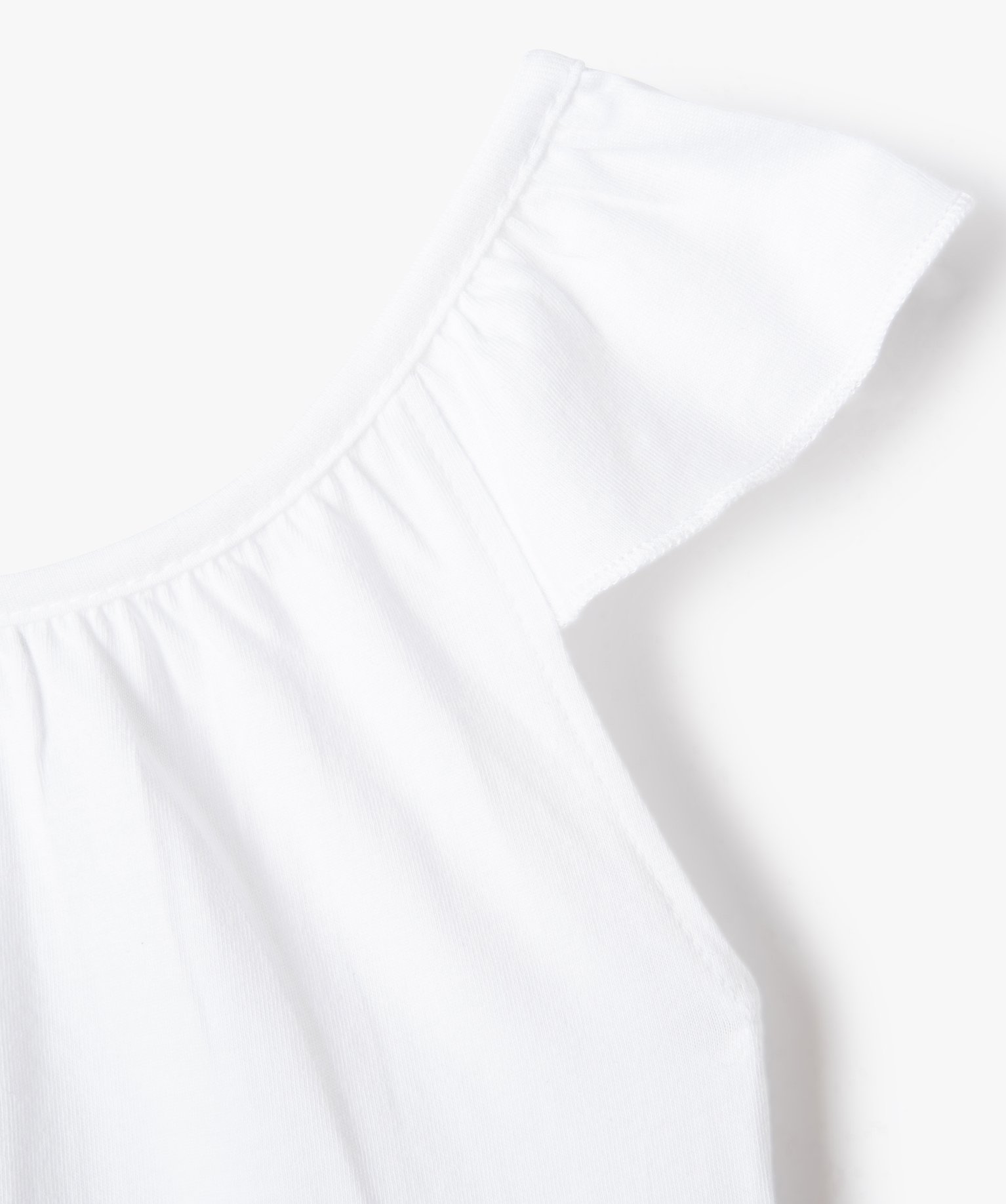 Pyjashort fille avec bretelles volantées blanc | GEMO