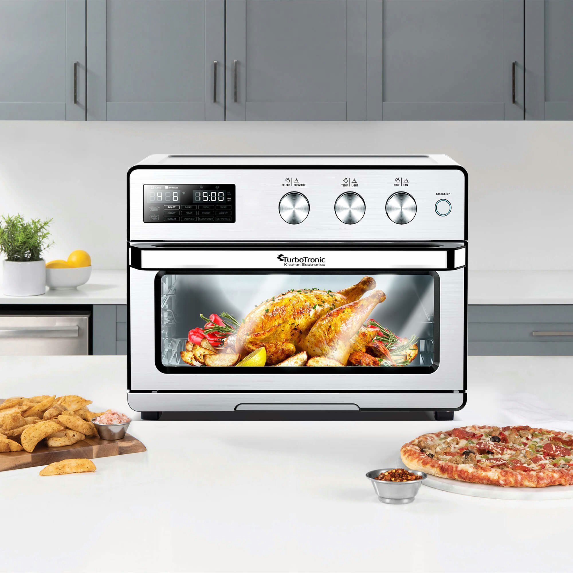 TurboTronic by Z-Line Minibackofen Digitaler Heißluftofen XXL, AF32DRD -32 Liter mit Drehspieß 4in1