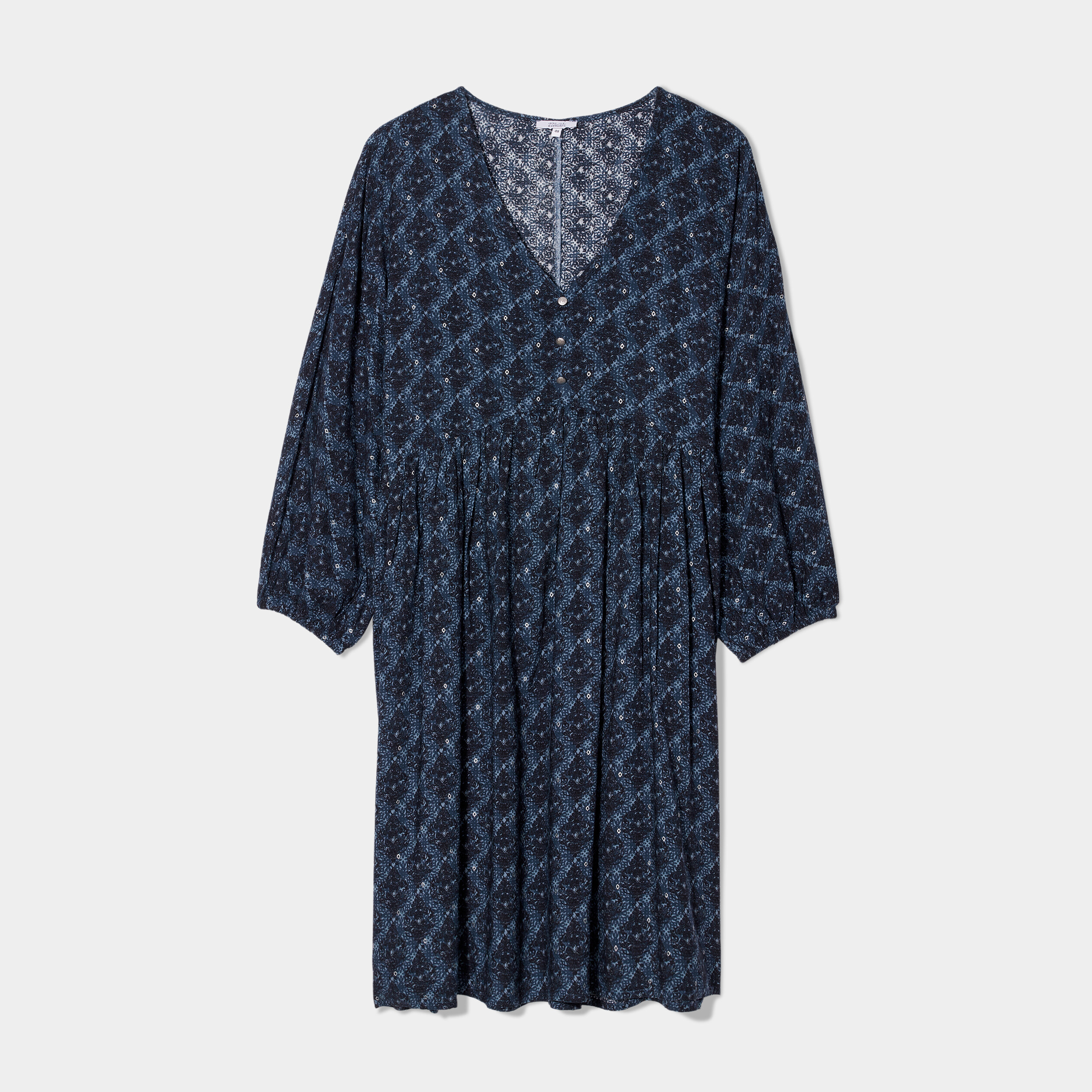 Robe manches chauves-souris évasée bleu canard femme grande taille | La Halle
