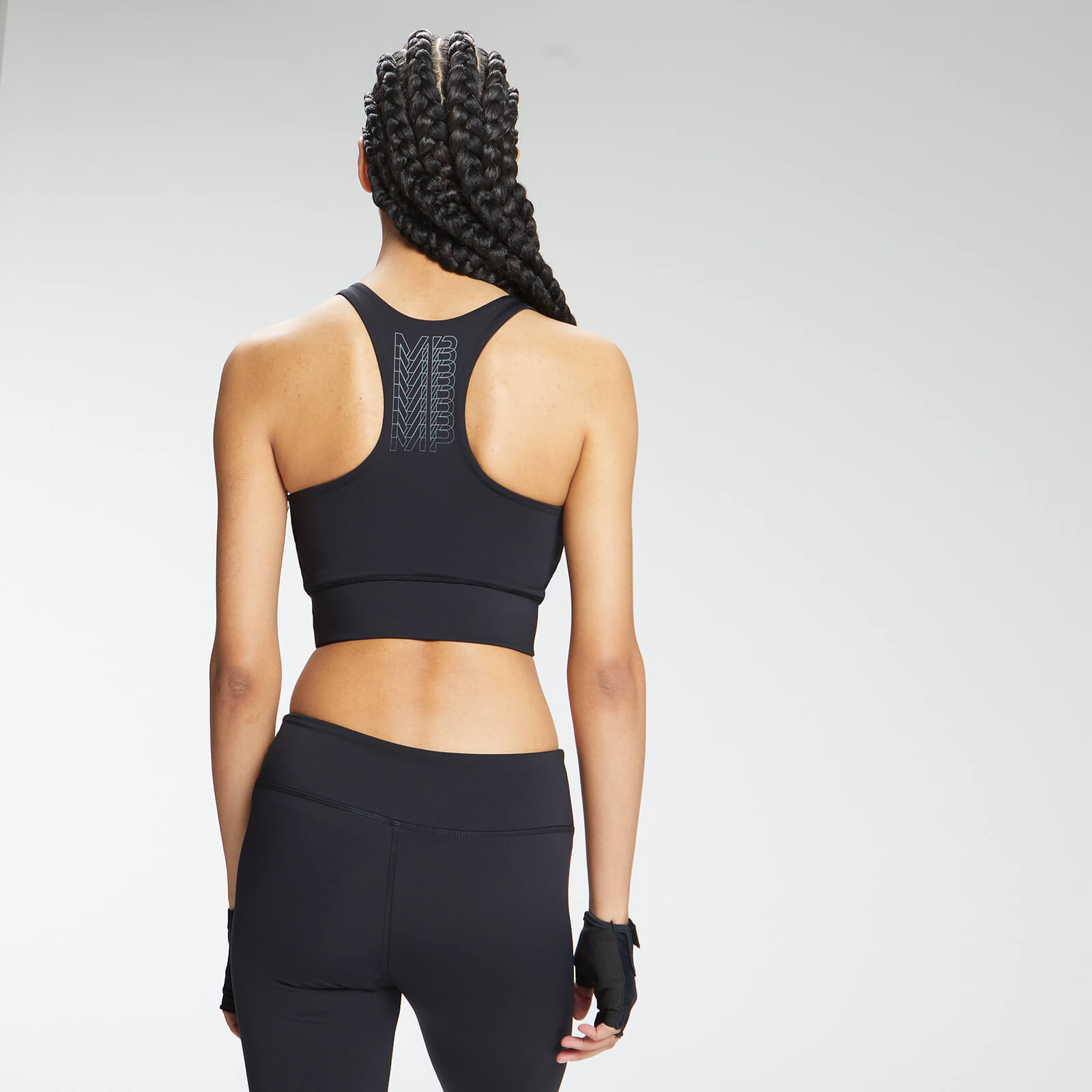 Brassière d’entraînement à dos nageur et imprimé répétitif MP pour femmes – Noir