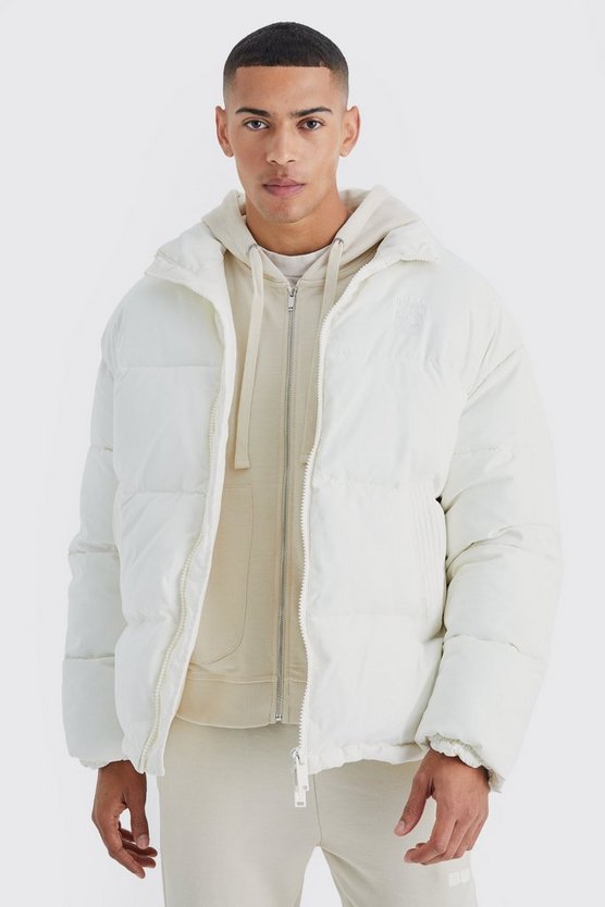 Bestickte Oversize Nylon-Steppjacke