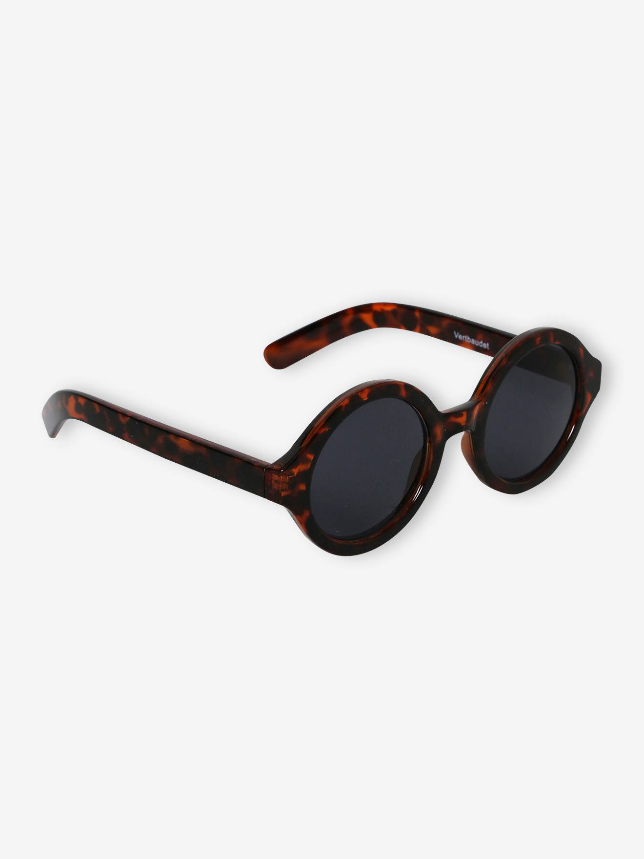 Lunettes de soleil forme ronde écailles fille cappuccino