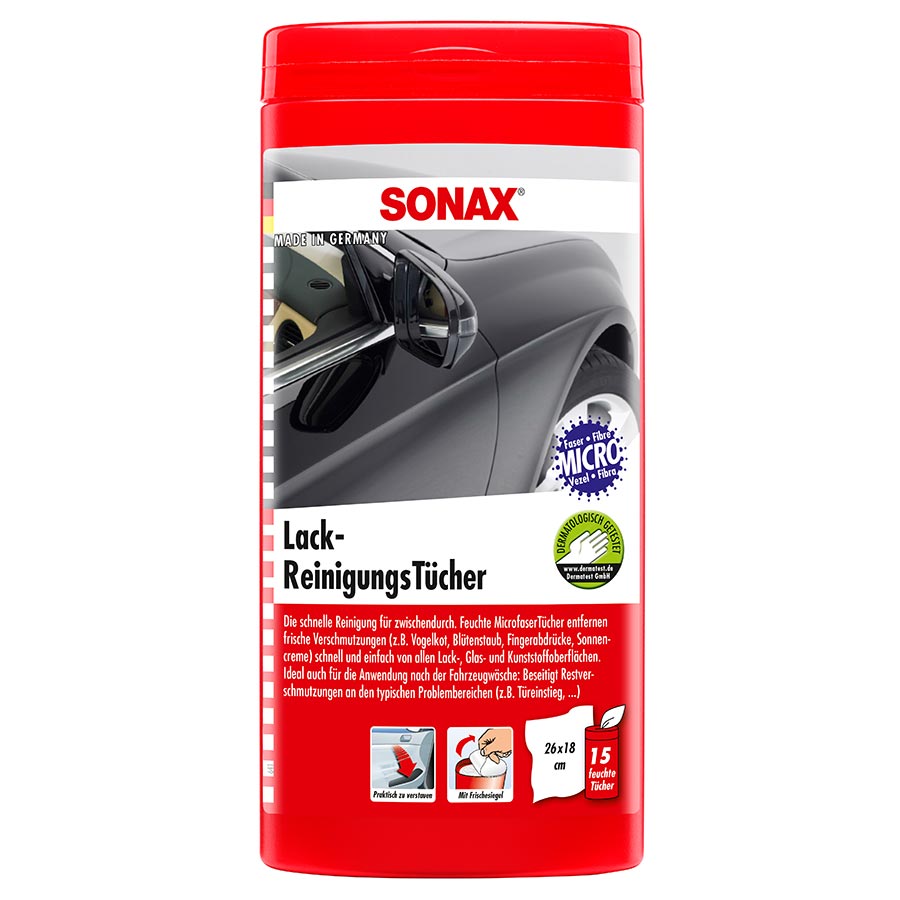 SONAX 4124000 LackReinigungsTücher Box, 15 Stück  - ATU