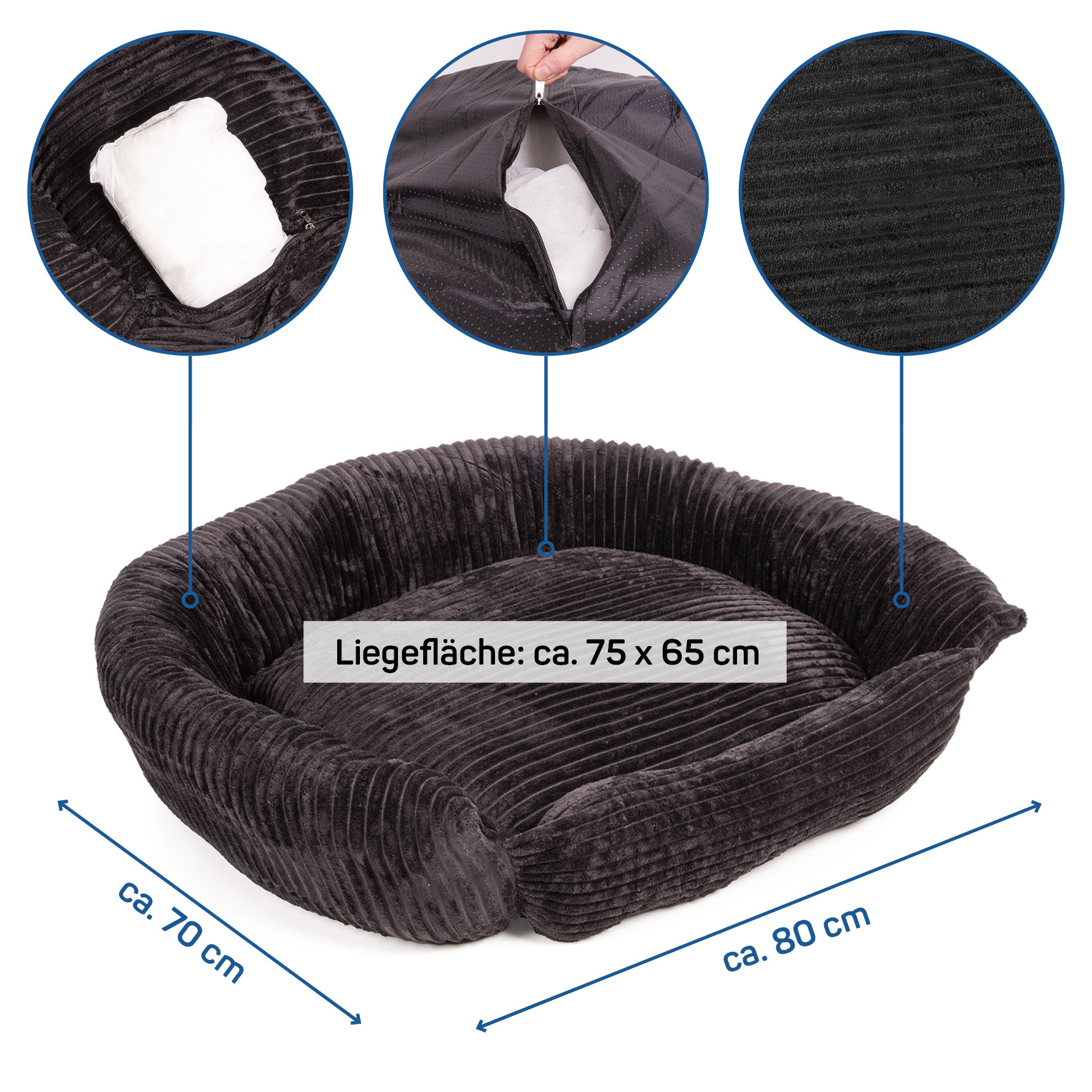 Wagner Hundebetten Wagner Wallace & Jones Hundebett Cordo schwarz M