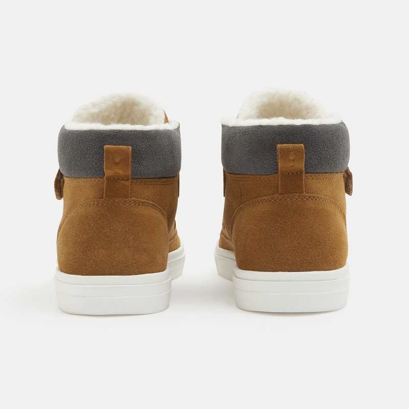 Chaussure montante mix matières à scratchs marron garçon