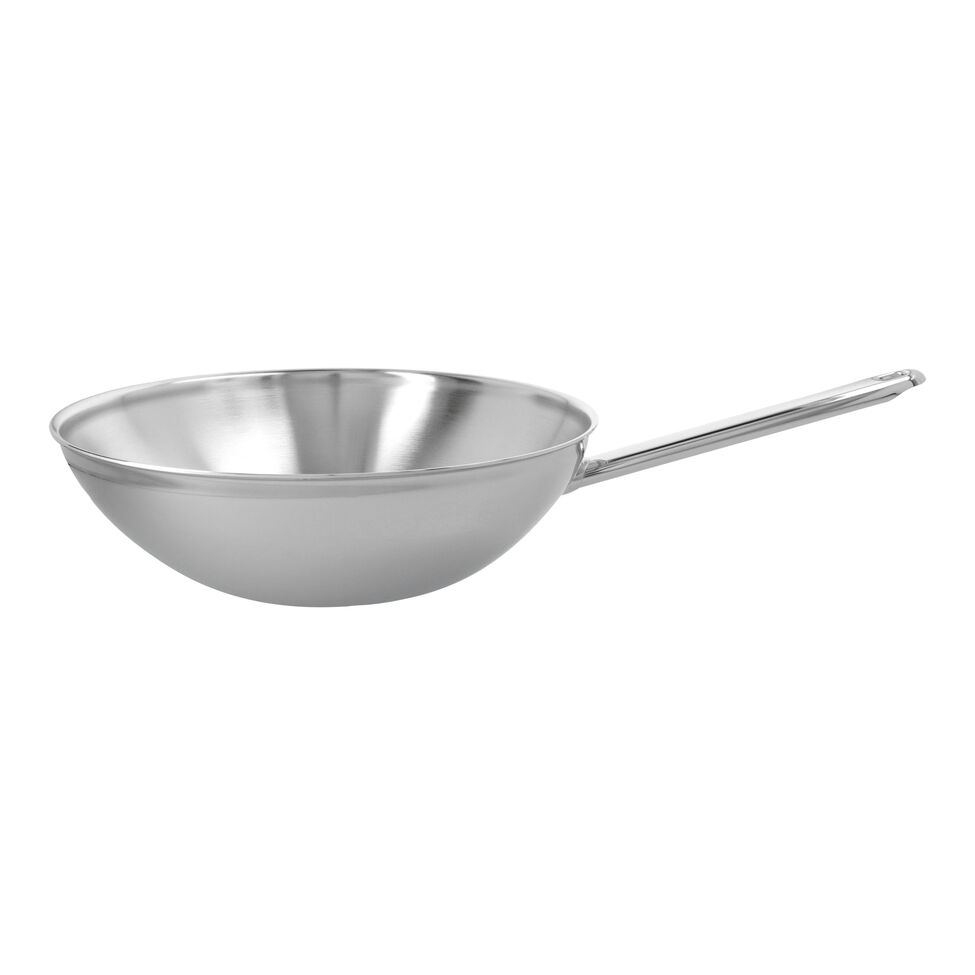 Wok flacher Boden 30 cm, 18/10 Edelstahl