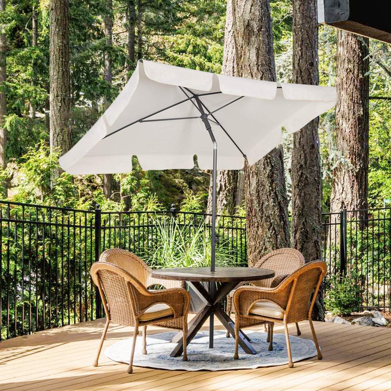 Sekey Rechteckschirm 200 x 125cm Sonnenschirm Rechteckig Balkonschirm mit Tragetasche, LxB: 200,00x125,00 cm, Marktschirm für Balkon, Terrasse, Garten, Sonnenschutz UPF 50+